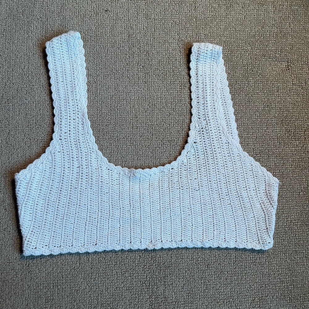La Hearts White Crochet Tank Top